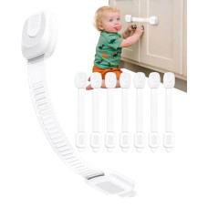 Infinno 8 Pack Cabinet Locks Baby Proofing, Baby Proof Safety Locks for Childproofing Drawers and Cupboards, Adhesive Latches for Toddler Proofing, No Drill, Easy Install, Secure Closure, White