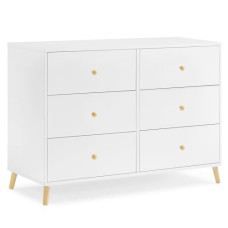 Delta Children Essex 6 Drawer Dresser, Bianca White/Natural