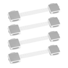 Child Safety Strap Locks (4 Pack) for Fridge, Drawers, Oven, Cabinets, Toilet, Dishwasher, Double Lock Structure, 3M Adhesive No Drilling-SANBRAGE Baby