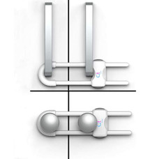 QT BABY Baby Proofing Cabinet Locks | Adjustable U Shaped Baby Safety Latches for Drawers, Fridge, Closet |Modern Baby Proofing Cabinet Lock with Extra Secure Lock Buttons (Pack of 2, White)