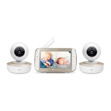Motorola Nursery VM50G HD Wireless 2-Camera Video Baby Monitor, 5" Screen, 1000ft Range, 2-Way Audio, Pan/Tilt/Zoom, Split Screen, Night Vision