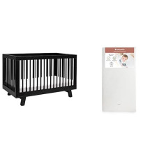 babyletto Hudson 3-in-1 Convertible Crib, Black with Pure Core Crib Mattress