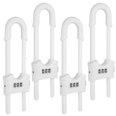 4 Packs Sliding Cabinet Locks, Baby Proofing U-shaped Child Safety Latches Adjustable White Locks For Handles Knobs Drawers - White
