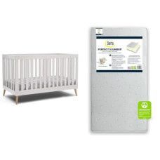 Delta Children Essex 4-in-1 Convertible Baby Crib and Serta Dual Sided Crib and Toddler Mattress Bundle