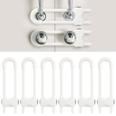 Baby Proofing Cabinets, Sliding Cabinet Locks for Babies, Adjustable U Shaped Baby Safety Locks, Childproof Cabinet Latch for Kitchen, Bathroom, Drawer, Cupboard Doors Knobs & Handles (6 Pack White)