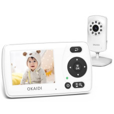 OKAIDI Video Baby Monitor with Camera and Audio, 2.4'' Portable Travel Baby Monitor No WiFi, Infrared Night Vision, VOX Mode, 1000ft Long Range, Ideal for Baby/Pet/Elderly
