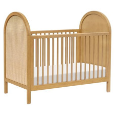 babyletto Bondi Cane 3-in-1 Convertible Baby Crib - GREENGUARD Gold Certified Convertible Crib to Toddler Bed & Daybed - Wooden Baby Bed with 4 Adjustable Mattress Heights - Easy to Assemble - Honey