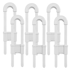 6Pack Cabinet Locks for Babies, U-Shaped Proofing Drawers Safety Child Locks Adjustable, Easy to Use Childproof Latch for Knob Handle on Kitchen Door Storage Cupboard Closet (White).