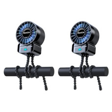 2 Pack Multifunctional Portable Stroller Fan 4 Speed 6600rpm High Speed Usb Rechargeable Personal Mini Handheld Fan Extended Tripod For Desktop Winding Kids Bed Treadmill Bike Golf Cart Outdoor Travel