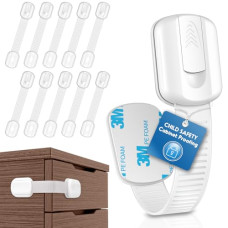 10 Pack Cabinet Locks Baby Proofing, SOGUDE Child Proof Cabinet Locks with 3M Adhesive Child Safety Locks for Fridge, Doors, Drawer Locks Baby Proofing No Drilling, Cabinet Locks for Babies- White