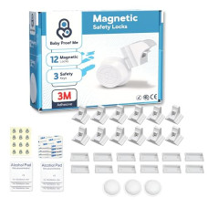 BABY PROOF ME Pack of 12 Magnetic Cabinet Locks for Child Safety with 3 Keys, 3M Adhesive Easy Installation, Baby Proofing Magnetic Locks for Cabinets and Drawers(12 Locks + 3 Keys)