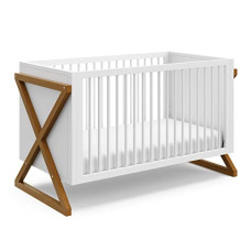 Storkcraft Equinox Grow-with-Me Convertible Crib (White & Vintage Driftwood) – GREENGUARD Gold Certified, Converts to Toddler Bed & Daybed, Fits Standard Crib Mattress