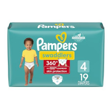 Pampers Diapers - Swaddlers 360 - Size 4, 19 Count, for up to 100% Leakproof Premium Skin Protection (Packaging May Vary)