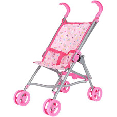 Dream Collection, Doll Stroller - Metal Fold Up and Down Umbrella Stroller for Realistic Pretend Play, Pink - 23”