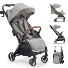 Babideal Travel Stroller, Overhead-Friendly Compact Baby Stroller(Newborn to 50lbs), Self-Folding Toddler Pushchair for Travel, Full-Reclining Seat, Cup Holder Included