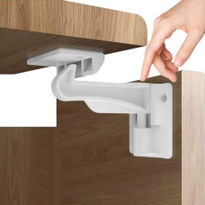 4 Pack Upgraded Invisible Baby Proofing Cabinet Latch Locks - Pabesim Child Proof Cupboard Drawers Latches - Adhesive Easy Installation