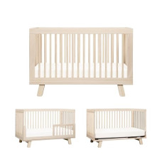 Babyletto Hudson 3-in-1 Convertible Baby Crib - GREENGUARD Gold Certified - Convertible Crib to Toddler Bed and Daybed - Baby Bed with 4 Adjustable Heights - Wooden Crib - Washed Natural