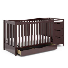 Graco Remi All-in-One Convertible Crib & Changer (Espresso) – GREENGUARD Gold Certified, Fits Standard Crib Mattress, Converts to Toddler Bed and Full Bed, 4 Adjustable Mattress Heights