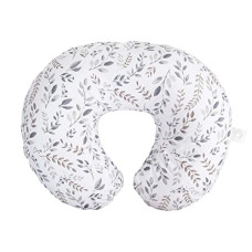 Boppy Original Nursing Pillow, Gray Taupe Leaves, Ergonomic Nursing Essentials for Bottle and Breastfeeding, Firm Fiber Fill, with Removable Pillow Cover, Machine Washable