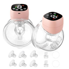 Hands Free Breast Pump, Wearable Breastfeeding Pump 3 Modes & 9 Levels, Double Electric Portable Pump Low Noise with Long Battery Life 2 Pack Pink
