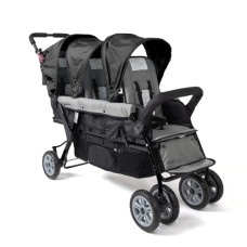 Gaggle by Foundations Compass 3 Seat Stroller | Triple Stroller for Infant and 2 Toddlers | Foot Brake | Shock-Absorbing All-Terrain Wheels | Easy Folding | Black
