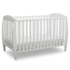 Delta Children Taylor 4-in-1 Convertible Baby Crib, Easy to Assemble, Sustainable New Zealand Wood, JPMA Certified, White