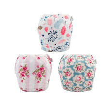 Babygoal Reusable Baby Girl Swim Diapers 3 Pack - Adjustable Washable for 0-8 Months Infants - Ideal for Swimming Lessons - Flower Design