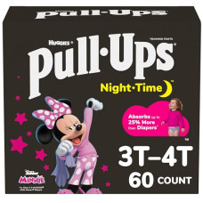 Pull-Ups Girls' Nighttime Potty Training Pants, Training Underwear, 3T-4T (32-40 lbs), 60 Ct