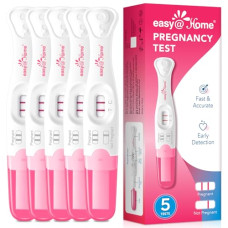 Easy@Home Pregnancy Test Sticks: 5 Count - Reliable and Early Detection Pregnancy Sticks - Precise Results in Minutes - Easy to Use at Home Urine Pregnancy Tests with Curved Handle