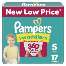 Pampers Diapers - Cruisers 360 - Size 5, 17 Count, Babyproof up to 100% Leakproof Pull-On Diaper (Packaging May Vary)