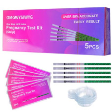 [5 Pack] OMGWYSIWYG Pregnancy Test Strips Early Home Detection Pregnancy Test Kit Individually Wrapped Pregnancy Strips Clear HCG Test（5 Tests）