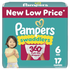 Pampers Diapers - Swaddlers 360 - Size 6, 17 Count, for up to 100% Leakproof Premium Skin Protection (Packaging May Vary)