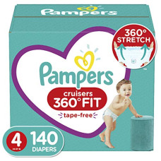 Diapers Size 4, 140 Count - Pampers Pull On Cruisers 360Ë Fit Disposable Baby Diapers with Stretchy Waistband, ONE Month Supply (Packaging May Vary)