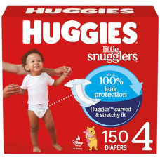Huggies Size 4 Diapers, Little Snugglers Baby Diapers, Size 4 (22-37 lbs), 150 Count (6 Packs of 25), Packaging May Vary