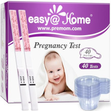 Easy@Home 40 Pregnancy Test Strips with 40 Urine Cups - Fast & Accurate Early Detection, Sensitive & Clear Results, Designed for Women Trying to Conceive Exp 01/31/2026