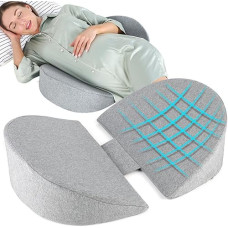 Pregnancy Wedge Pillow for Sleeping, Upgraded Memory Foam Maternity Pillow for Pregnant Women, Pregnancy Body Pillow with Cooling Removable, Washable Cover, Support for Belly,Back, Legs (Grey)